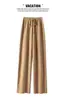 100 Calças Largas Australianas Femininas Outono/Inverno Roupa Exterior Calças Retas Estendidas Malha de Lã Espessa Calças de Comprimento Total