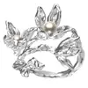 Nuevo Anillo de Perla de Orquídea China diseño de nicho femenino anillo para el dedo textura artística flor Perla anillo abierto