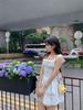 Vestido Doce Estilo Japonês Manga Babado Patchwork Renda Floral Cintura Marcada Emagrecimento A-Line Princesa Puff Midi