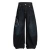 Jeans Americanos Retro Lavados y Desgastados para Mujer Verano Nuevo Sueltos Casuales Cimitarra Bordados Pierna Ancha Hasta el Piso