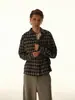Camisa de Flanela Xadrez Escovado Rumeng com Caimento Longa para Homens, Jaqueta Curta Casual Preguiçosa Solta de Outono