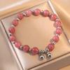 Pulseira Feminina Cristal Rosa Natural Olho de Gato Pulseira Flor de Pêssego Design Nicho Para Enviar Namorada Coração de Menina Pulseira de Contas Transferidoras