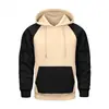 Moletom com Capuz Bloco de Cores Outono/Inverno Novo Estilo com Lã, Conjunto de Roupa Esportiva Casual Masculina Loose Tamanho Grande Estilo Europeu e Americano