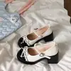 Zapatos Fanghua 2026 nuevo retro lazo perla JK Mary Jane súper suaves para mujer estilo británico zapatos pequeños de cuero