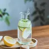 Restaurante Homestay Botella de Vidrio para Bebidas de Jugo Té con Leche Hervidor de Agua Fría Simple Resistente a Altas Temperaturas Corcho Botella para Infusión de Vino de Ciruela