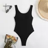 Nuevo Europeo y Americano Transfronterizo Comercio Exterior Amazon de Moda Color Sólido Simple Sexy Bikini de una Pieza Ajustado al Cuerpo Aliexpress