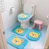 Alfombrilla de Toilet Toilette de Peluche de Dibujos Animados Juego de Tres Piezas Cubierta de Asiento de Inodoro Gruesa y Cálida Alfombrilla de Piso en Forma de U para Baño Cubierta de Asiento de Inodoro En Stock