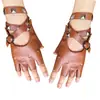 Guantes de Rendimiento para Hombres y Mujeres con Correas Largas de Cuerda y Remaches para Danza de Rendimiento Modelo Punk Pasarela Hip-Hop Cuero Nightclub Cos
