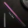 Palillos Cuadrados Medios de Cristal de Hielo de Titanio Puro de 23.5 cm, Palillos Portátiles para Estudiantes, Estuche Portátil de Viaje, Un Palillo por Persona, Antimoho, Antideslizantes