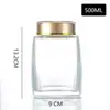 Botella transparente de miel transfronteriza, botella de alta gama para nido de pájaro y jalea real, botella cuadrada de vidrio de boca ancha, engrosada y especialmente diseñada para sellado hermético