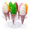 Porta conos de helado acrílico al por mayor, Exhibidor de conos con agujeros redondos, Soporte para conos de helado crujientes, Estante para conchas, Rejilla de enfriamiento