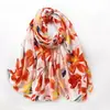 Lenço Estilo Étnico Novo Transfronteiriço, Lenço Pequeno Fresco de Seda, Xale Grande Colorido Floral para Viagem Férias Proteção Solar