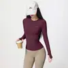 Ropa ajustada adelgazante para fitness para mujer, camiseta de manga larga transpirable elástica para deporte, ropa para correr yoga otoño e invierno