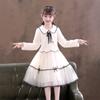 Vestido de Otoño e Invierno para Niña 2024 Color Sólido de Manga Larga Malla de Lana Vestido Largo Estilo Princesa Forro Polar Estilo Primavera y Otoño