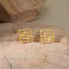 Pendientes de Cadena de Diamantes Geométricos Simples Transfronterizos Europeos y Americanos Diseño de Doble Capa Pendientes de Anillo de Flor de Moda de Gama Alta