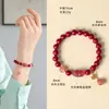 Nuevo Pulsera de Abalorios de Cinabrio Natural Estilo Chino y Arena Dorada Púrpura para Mujer, Pulsera de Cristal de Fresa Pixiu Cinabrio de Moda y Gama Alta