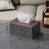 Los fabricantes de cajas de pañuelos pueden personalizar cajas de pañuelos de cuero modernas y sencillas para oficinas y hoteles, cajas de servilletas de lujo ligero