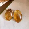 Brincos de Pino Pendentes Ovais em Acrílico Agulha de Prata para Aquarela Estilo Nicho de Luxo Brincos com Personalidade Retrô Acessórios de Brinco Modernos para Mulheres