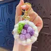 Chaveiro de crochê colorido de bolo, fofo, desenho animado, macaron, casal, bolsa, pingente de pelúcia, presente