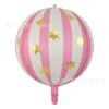 Globo Redondo de Papel de Aluminio Modelo Nuevo Transfronterizo de 22 Pulgadas con Rayas y Estrellas 4D para Fiesta de Cumpleaños, Ambiente Navideño y Decoración de Centro Comercial