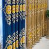 Cortinas Bordadas em Chenille de Linha Dupla Simples e Elegantes com Bordado em Corrente para a Sala de Estar, Estilo Palaciano Grandioso e Luxuoso