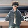 Q103 Camisa a Cuadros de Manga Larga de Otoño para Niños y Niñas, Camisa Infantil de Estilo Nuevo, Top Ligero de Principios de Otoño a la Moda para Niños Pequeños