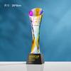Exquisito nuevo trofeo de cristal esmaltado con columna retorcida, medalla creativa colorida, premio de honor de estrella de cinco puntas para personal destacado. Fuente