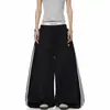 Pantalones de Trabajo de Estilo Americano Talla Grande para Mujer, Otoño 2026, Rayas Deportivas Retro de Tres Líneas, Pierna Recta, Casual, Pantalones de Jazz