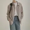 Camisa Xadrez Tendência Estilo Coreano Nicho para Meninos Primavera Nova Casual Solta Gola Lapela Xadrez Manga Longa Camisa Jaqueta
