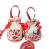 Linna Nuevo Producto Bolsa de Almacenamiento Portátil Bolsa de Regalo de Lona Bolsa de Manzana Navideña Bolsa para Empaque de Regalo