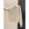 Suéter Básico Gola Alta Meia Manga Clareador Dopamina Macio e Sedoso Soltinho com Efeito Emagrecedor Cardigan Feminino Outono e Inverno Manga Longa Tricô