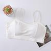 Sujetador de seda de hielo de verano con forma de U, fino, con espalda envuelta, copa fija integrada, sin aro de acero, ropa interior para mujer