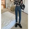 Jeans Vintage Forrados de Lã para Mulheres Inverno Estilo Americano Novo Cintura Alta Slim-fit Reto Cortado Harlan Dad Calças