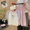 Conjunto de Roupa de Casa de Modal para Crianças, Roupa de Verão com Ar Condicionado para Meninos e Meninas, Conjunto Duas Peças de Manga Curta com Sensação de Gelo e Desenho Animado para Crianças Maiores