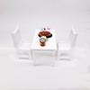 1:12 mini casa de muñecas, muebles de casa de muñecas, cocina, escena exterior, decoración, mesa blanca y silla, mesa cuadrada, dos sillas