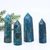 Cristal de apatita azul natural de venta cruzada, prisma hexagonal de un solo punto, piedra en bruto pulida, decoración de escritorio para el hogar y la oficina, venta al por mayor