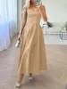 Vestido de Noite com Alça Fina Estilo Europeu e Americano Amazon 2026 Novo Modelo Festa de Aniversário Elegante Longo Vestido de Cetim