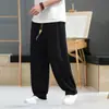 Pantalones de lino holgados y cómodos de estilo chino para hombre de verano, pantalones de pierna ancha tipo linterna holgados y finos del traje Tang para jóvenes