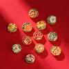 Accesorios de Flor de Cumpleaños Doce Estilo Chino Cuentas de Flor Perforadas DIY Goteo de Color al Óleo Peonía Flor de Durazno Flor de Ciruelo Adornos Colgantes