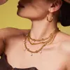 Set de Joyería de Acero Inoxidable Chapado en Oro de 18K con Diseño de Nicho Ins Collar con Borlas de Perlas de Imitación Pulsera
