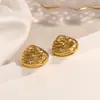 Pendientes transfronterizos de acero de titanio con diamantes incrustados y conchas de estilo marino, versátiles, de lujo ligero, tacto de alta gama, pendientes de acero inoxidable chapados en oro Yuhui