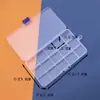 Caja de almacenamiento de escritorio de plástico con rejilla, 10, 15 y 24 botones transparentes, para accesorios de pesca, joyería y cosméticos.