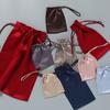 Saco de seda artificial com cordão, bolsa para armazenamento de máscara de olho, perfume, xampu, embalagem, grampo de cabelo, acessórios para cabelo, bolsa de cetim