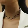 Joyería Transfronteriza Europea y Americana Más Vendida Cadena para Clavícula de Cuentas de Cristal Negro Collar Versátil Elegante para Mujer para Ropa de Trabajo Diaria