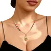 Collar de Cuentas Estilo Navidad Cascabeles Papá Noel Árbol de Navidad Reno Cadena para Clavícula Accesorios de Atmósfera Festiva para Mujeres