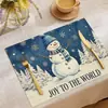 2026 Nuevo Mantel Navideño Transfronterizo Lino Estampado de Muñeco de Nieve y Alce Mantel Servilleta Decoración de Mantel Amazon