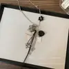 Collar de Cadena para Clavícula de Flor de Piedra con Borla en Forma de Corazón Estilo Coreano, Moderno y Versátil, Cadena de Clavícula de Alta Gama, Joyería Dulce y de Personalidad de Nicho