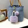 Mini Bolsa Estilo Chanel Pequena de Luxo Leve Chaveiro Estilo Pingente de Pérola Pelúcia Fofo Chaveiro de Carro Pingente de Presente