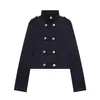 Ropa europea y americana transfronteriza para mujer ZA AliExpress superventas nueva moda ajustada de manga larga de doble botonadura con cuello alto chaqueta