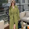 Cortavientos Largo para Mujer 2025 Primavera y Otoño Negro Estilo Coreano talla extra Pequeño Popular Abrigo Estilo Británico Abrigo hasta la rodilla